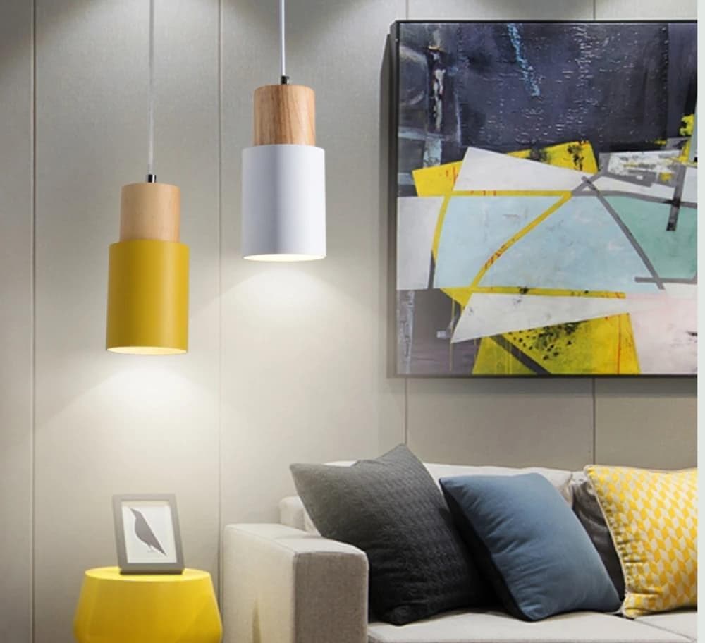 Hanglamp Cilinder IJzer Hout Geborsteld Nikkel E27 Scandinavisch Woonkamer Eetkamer | Restfield