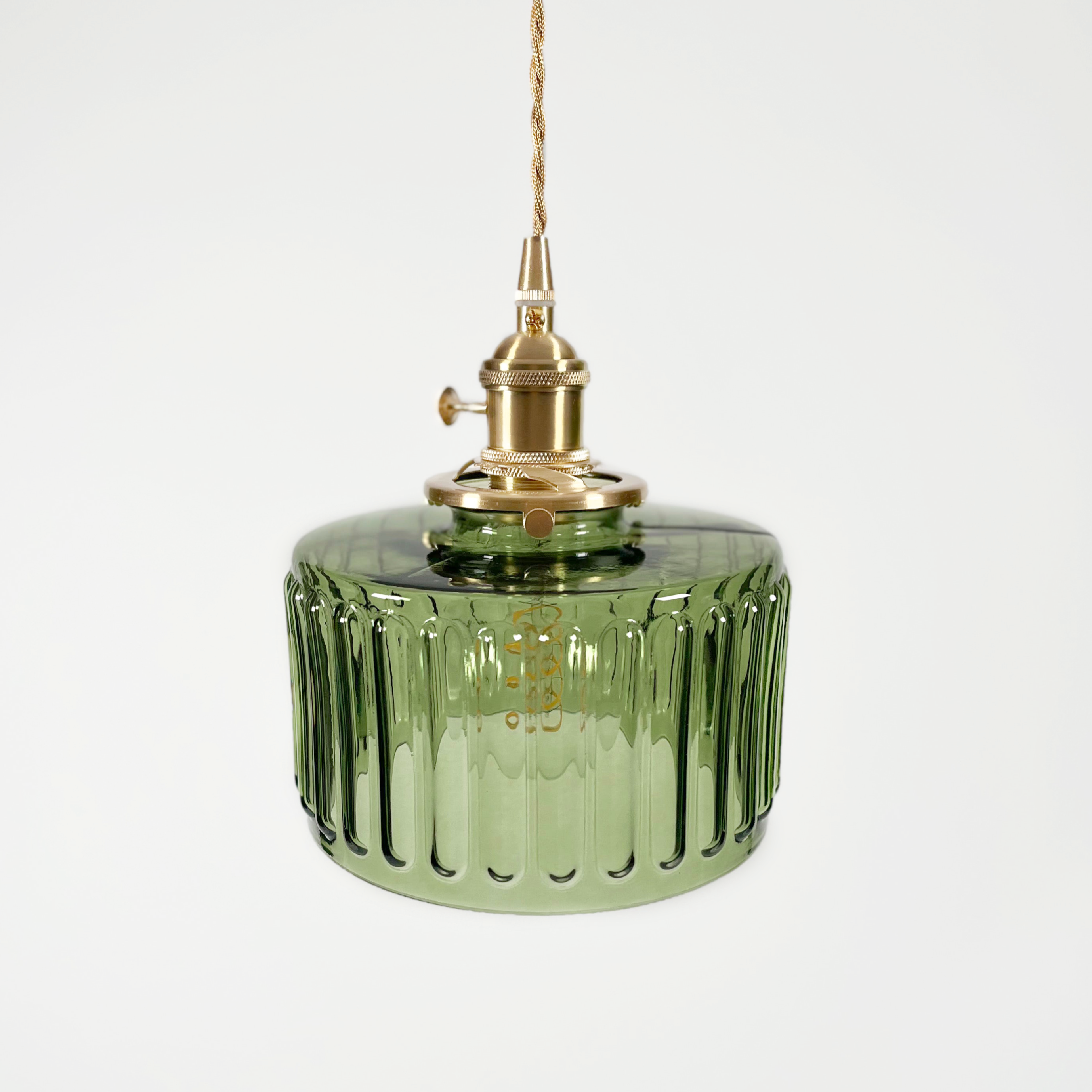 Hanglamp Geribbeld Glas Messing Japans Retro E27 Eetkamer Keuken Wit Groen | Restfield