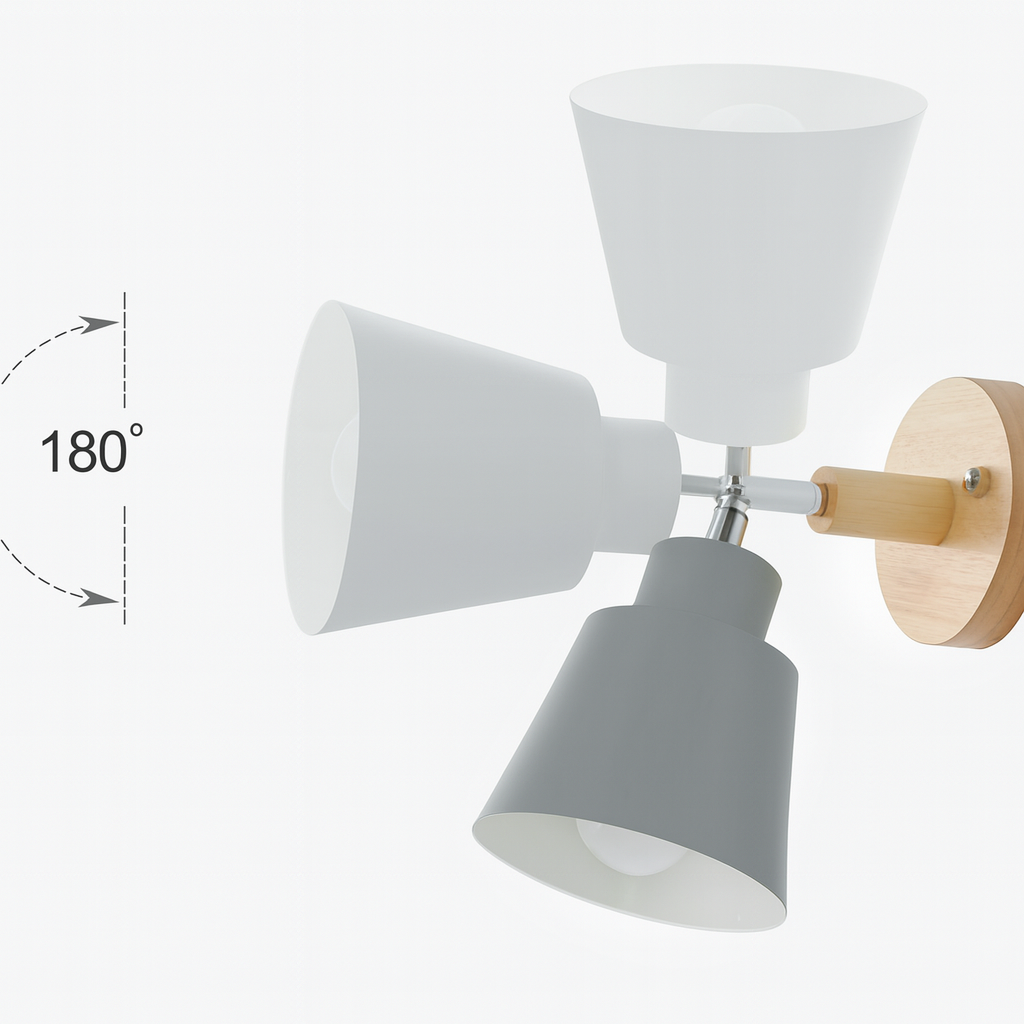 Wandlamp Metaal Hout Trekschakelaar 180° Draaibaar E27 Leeslamp Slaapkamer | Restfield